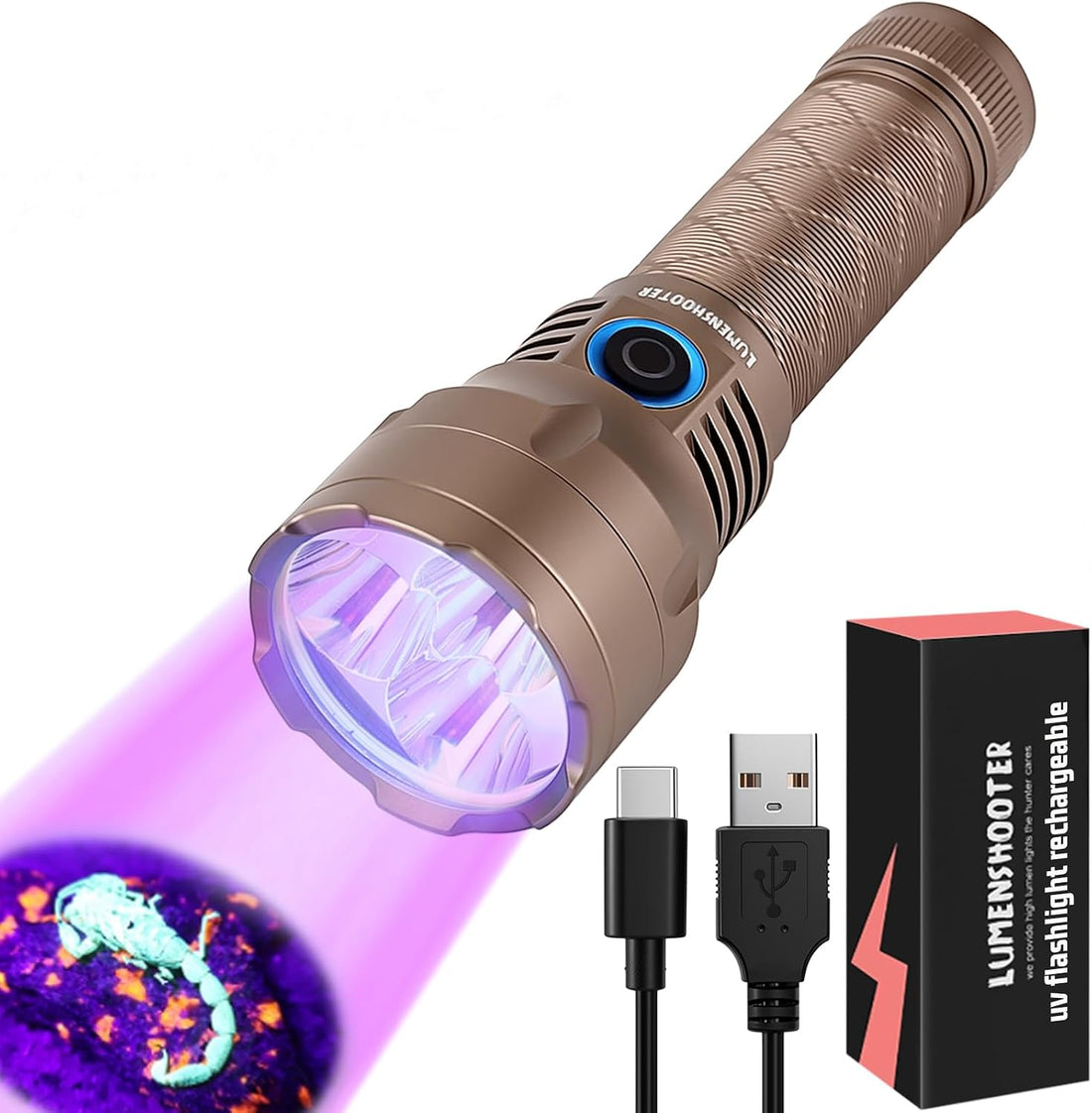 LUMENSHOOTER S3U Rechargeable UV Flashlight Blacklight