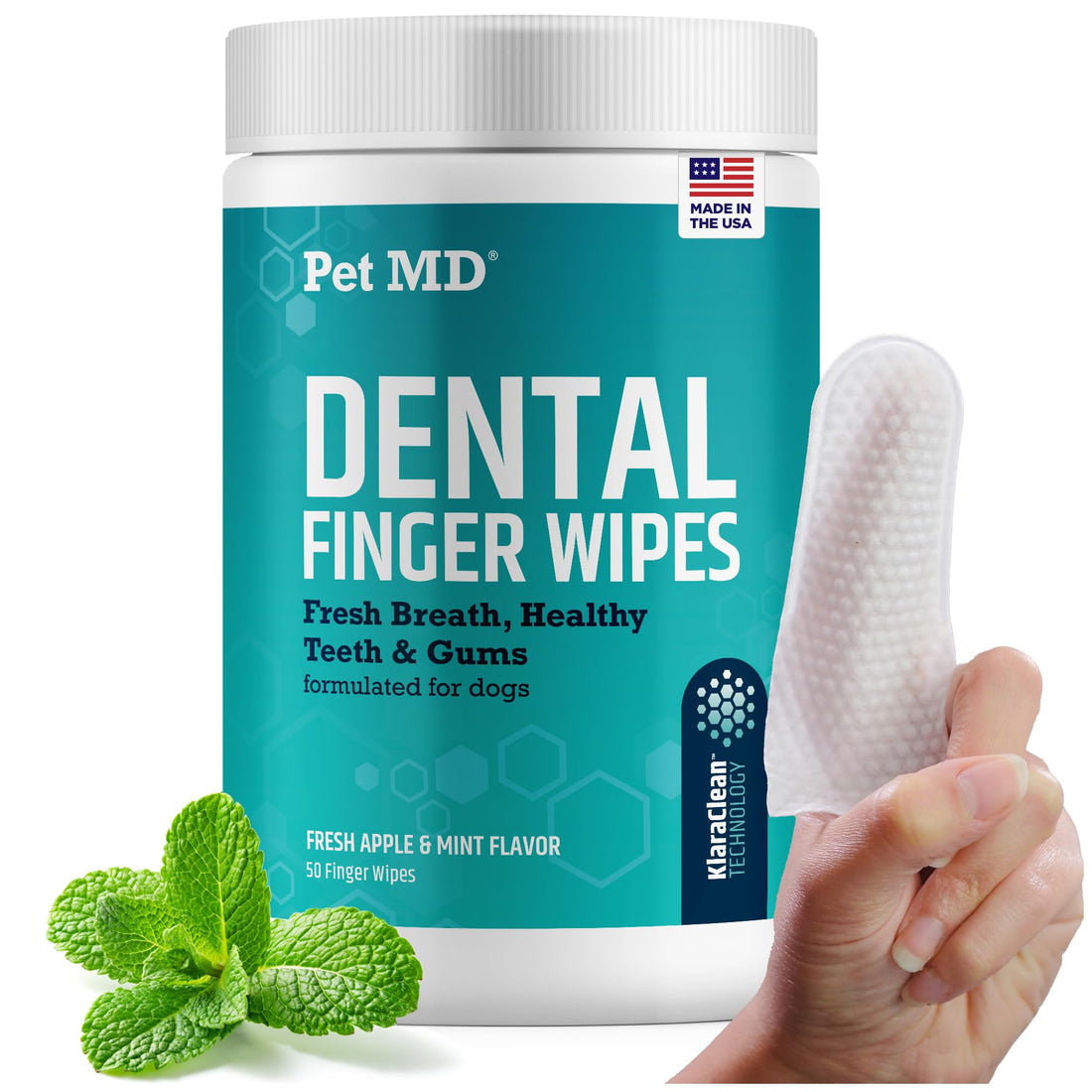 Pet MD Pet Dental Finger Wipes for Dogs