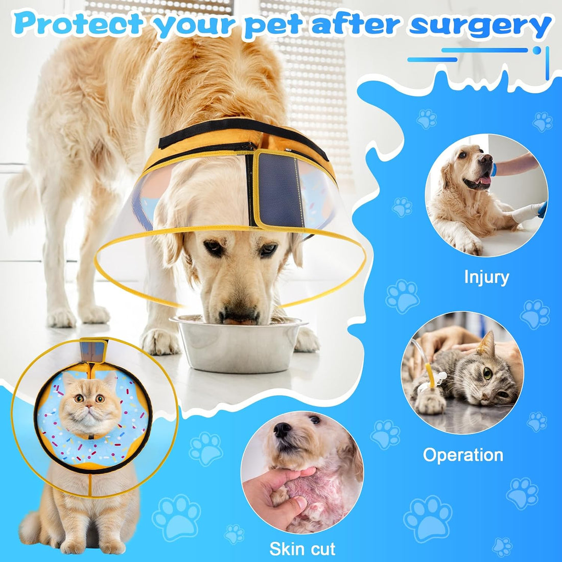 CNEO Inflatable Dog Cone Collar with Detachable Enhanced Anti-Licking