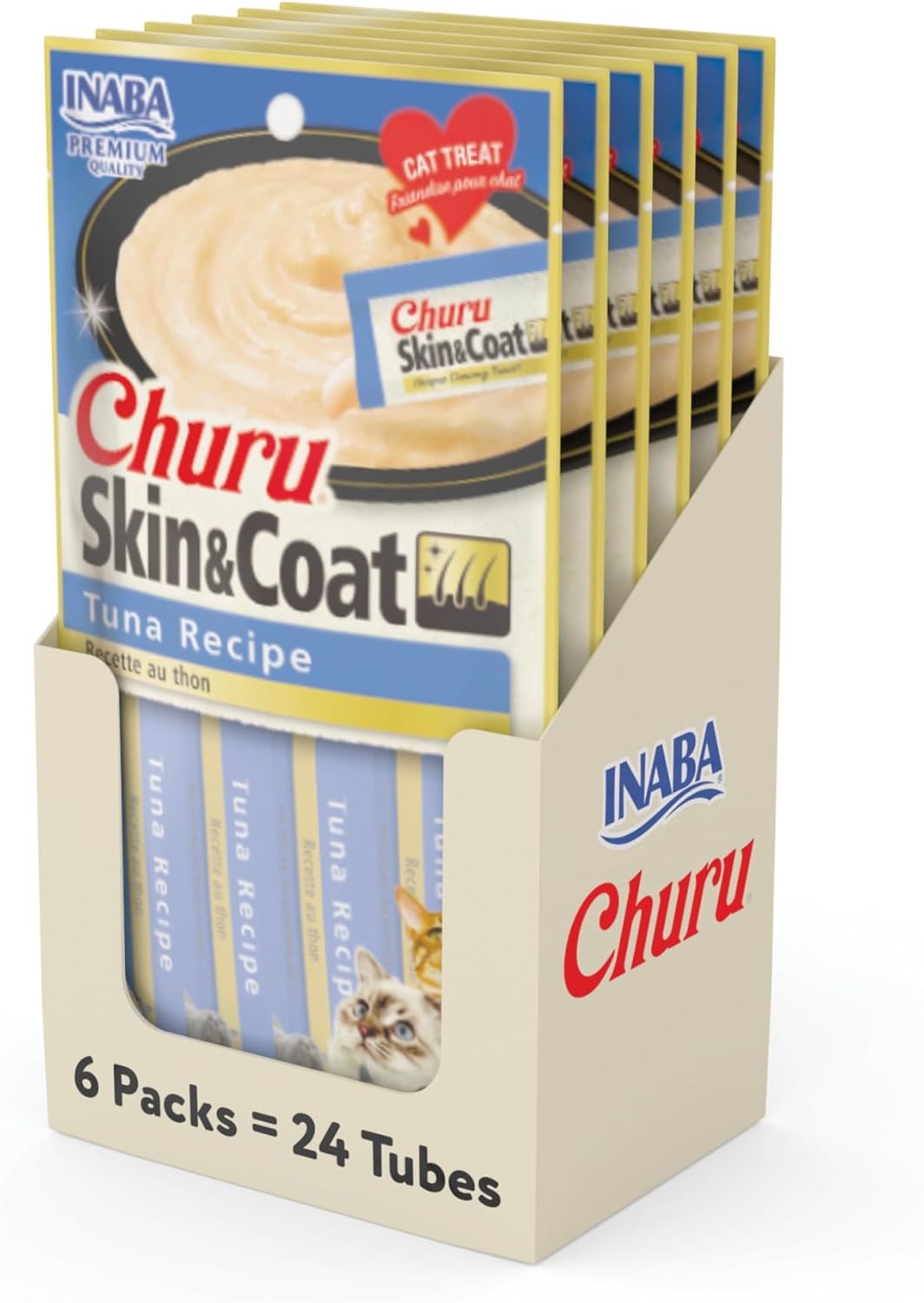 INABA Churu Skin Coat Lickable Cat Treats, Variety Jar, 50ct