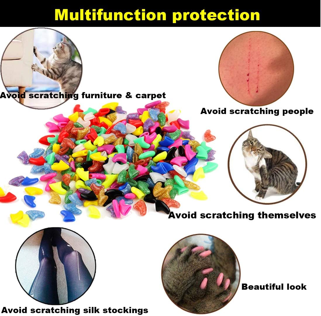VICTHY 140pcs Cat Nail Caps, Cat Claw Covers Cat Nail Covers