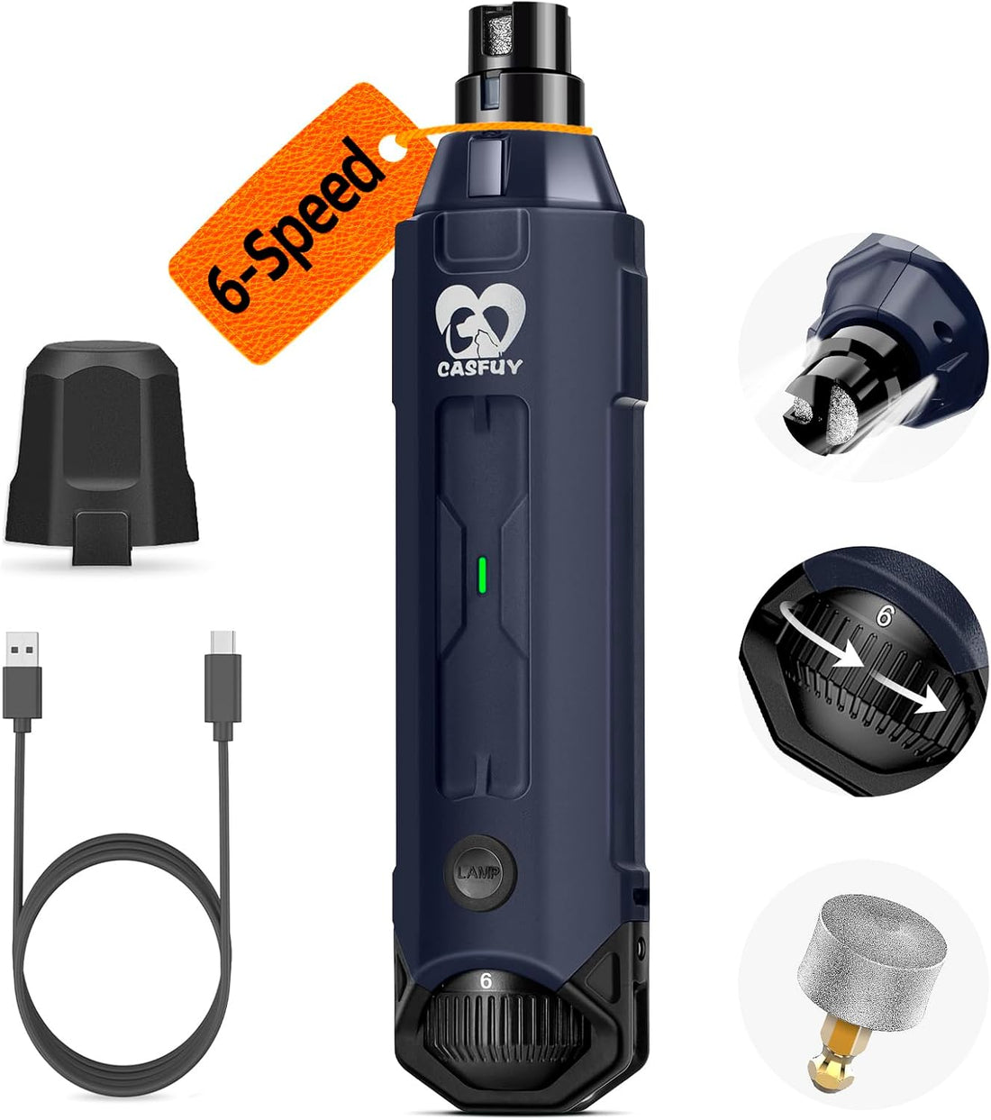 Casfuy 6-Speed Dog Nail Grinder
