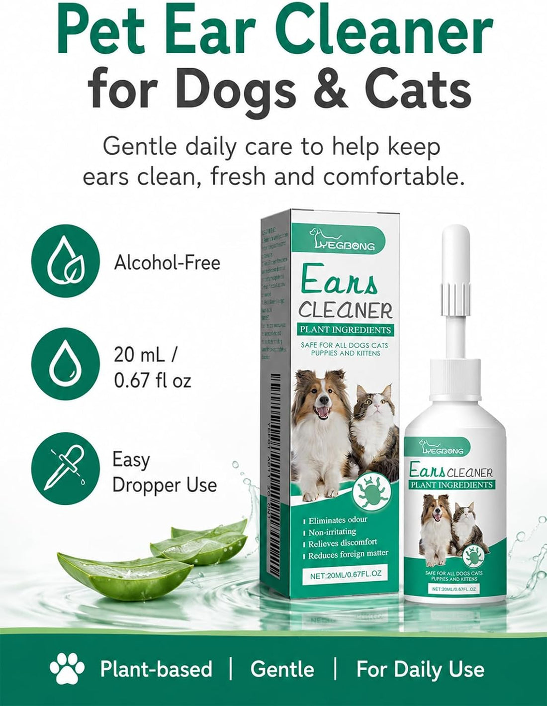 Gentle Ear Cleaning Solution for Dogs & Cats | Itchy Ear Relief