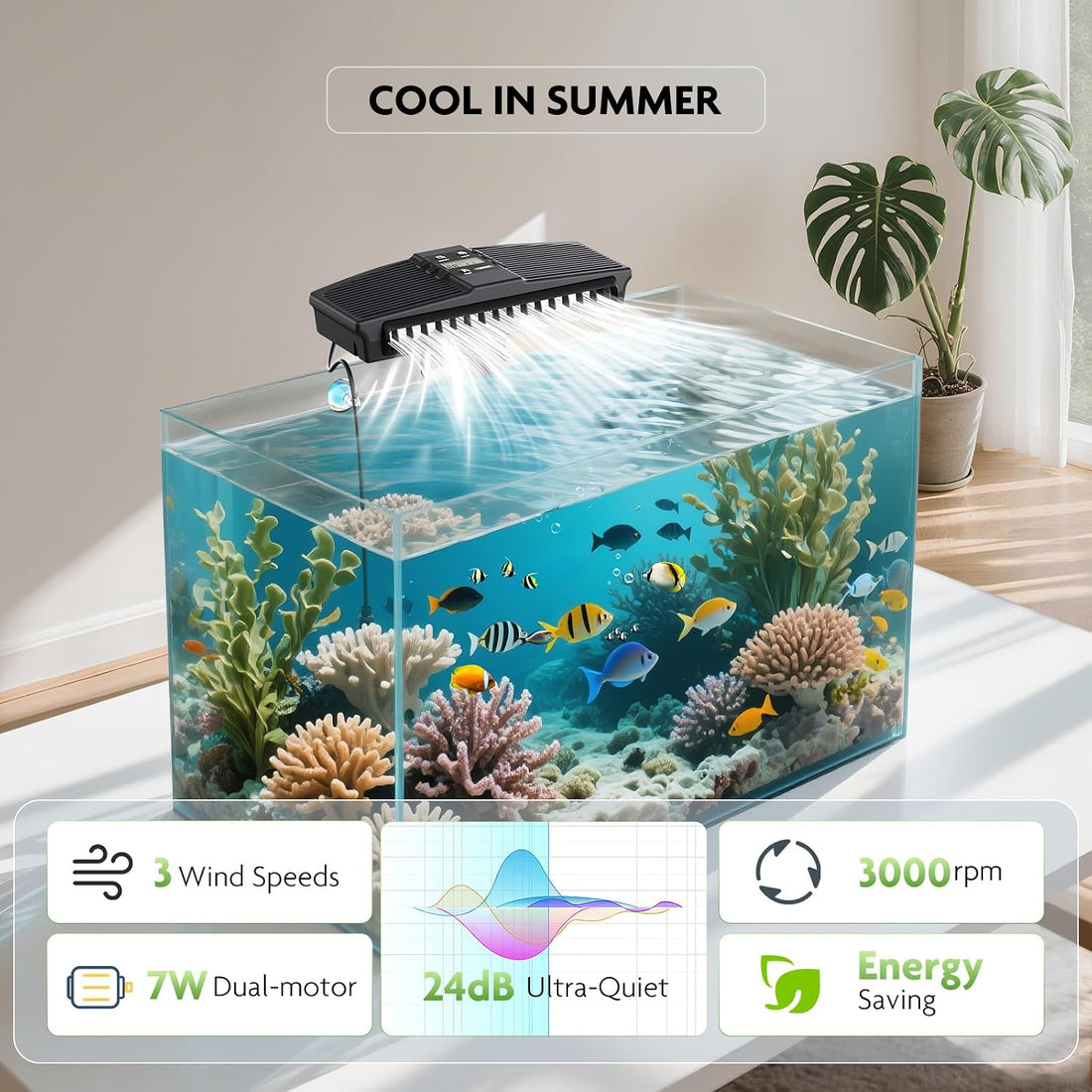 PAIZOO Aquarium Chiller Fan with Temp Probe & LCD Display