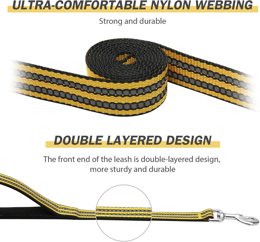 Hikiko 6FT Dog Leash with 2 Padded Handles Reflective