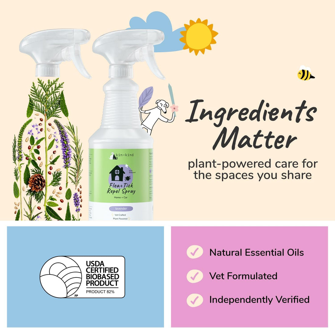 kin+kind Flea & Tick Home & Car Repel Spray, Lavender Mint, 32 fl oz