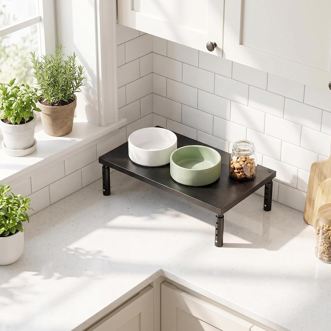 OPNICE Adjustable Cat Food Stand