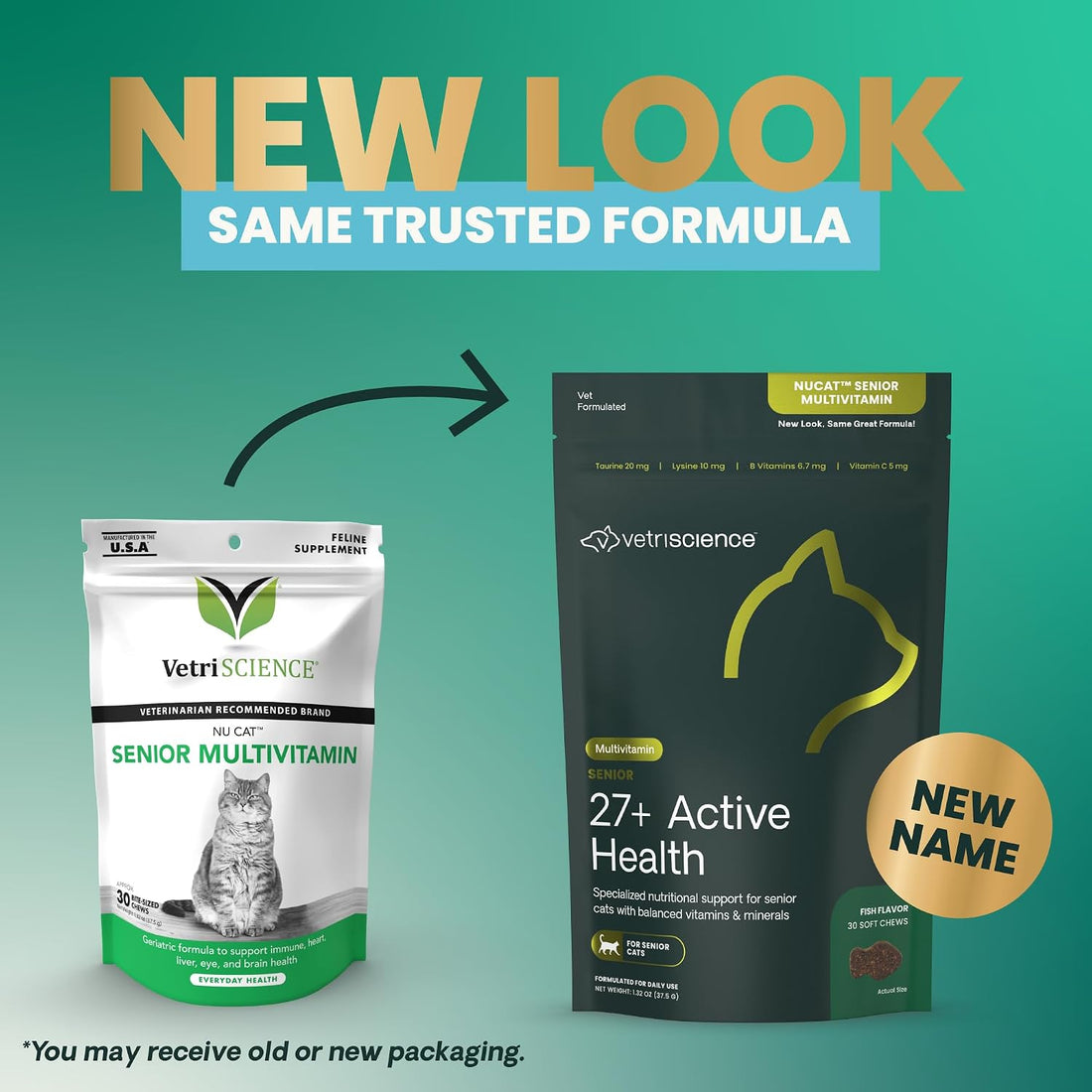 VetriScience Senior 27+ Active Health Chews for Senior Cats, Fish