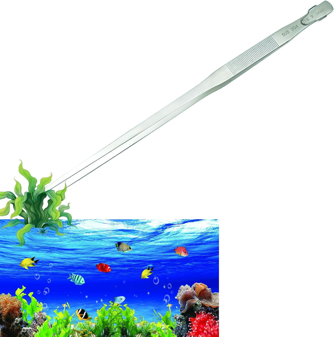 2pcs 18.9 inch Aquarium Tweezers with Hanger