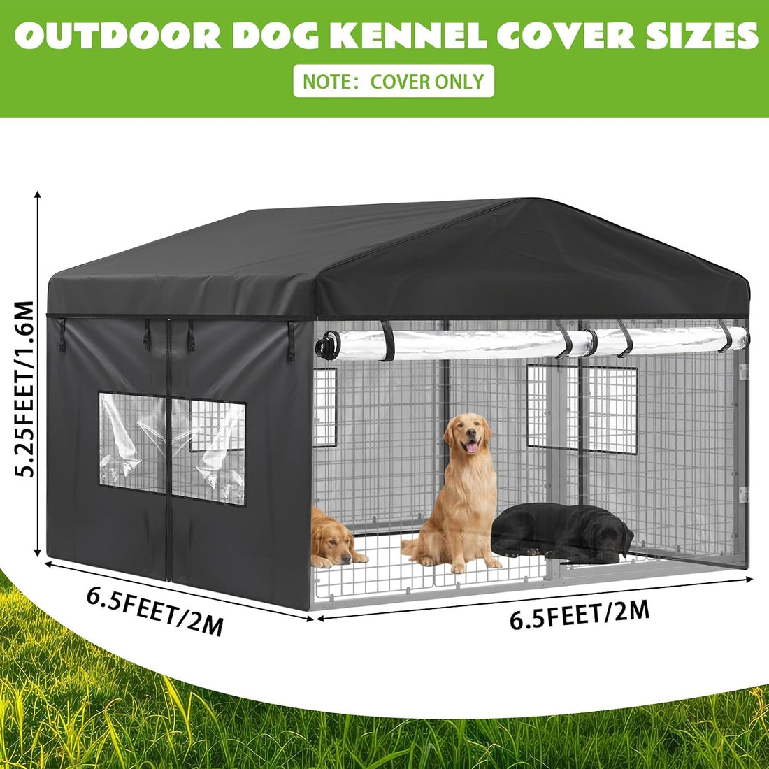 Oxford Cloth Kennel Cover Waterproof PVC Window