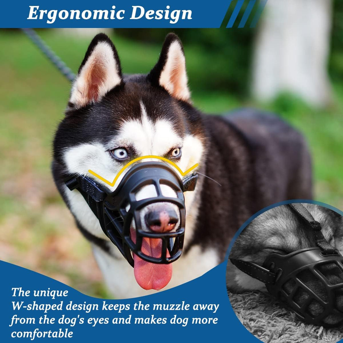BARKLESS Dog Muzzle, Basket Muzzle Anti Biting Chewing for Medium