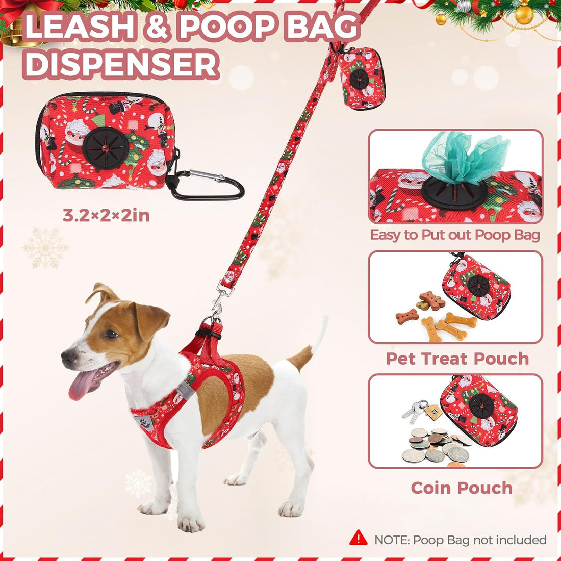 PAWCHIE Christmas Dog Harness and Leash Set