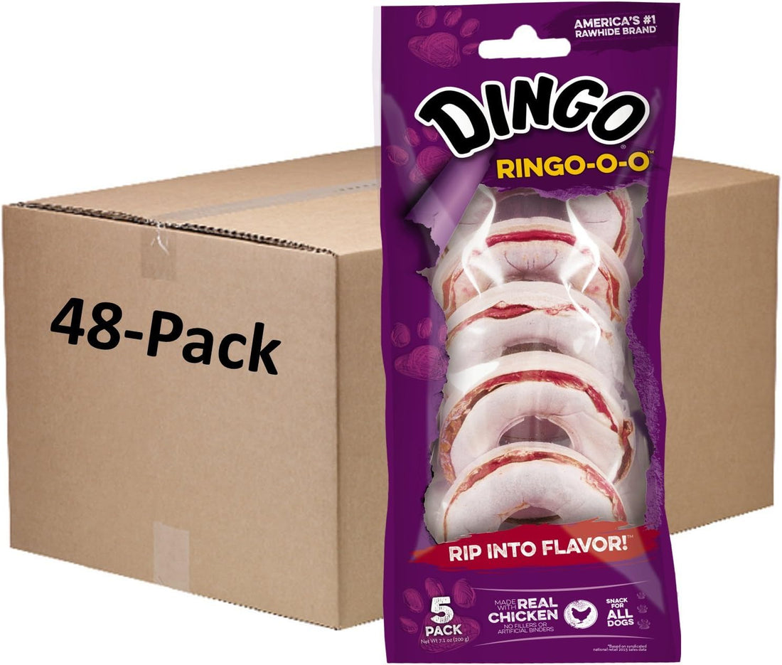 Dingo Ringo Rawhide Dog Treats Made With Real Chicken, 5 Count
