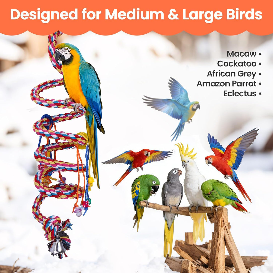Ultra Long Bird Toys for Large Parrots