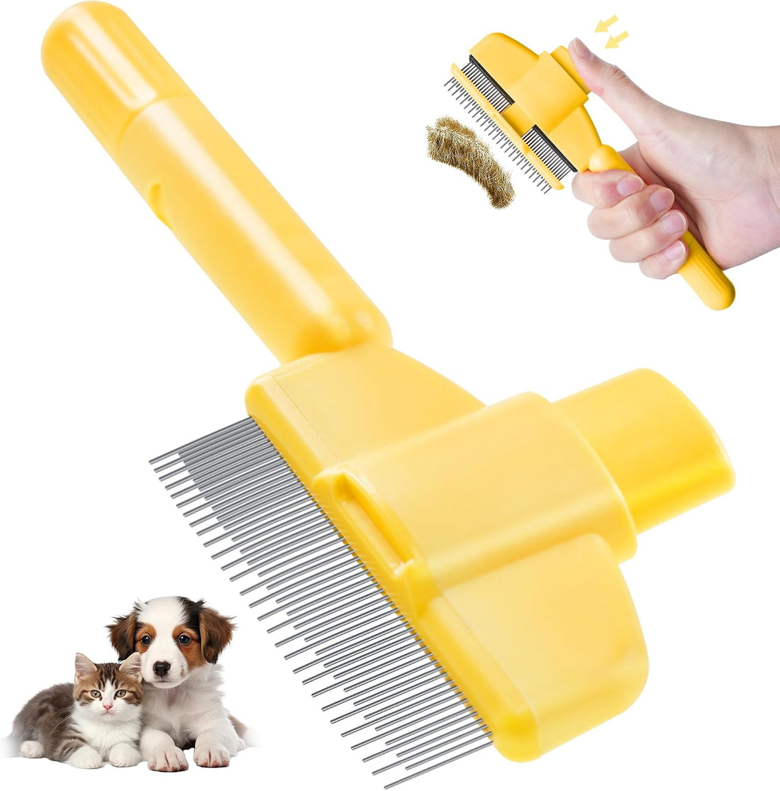 Pet Hair Removal Comb,New Cat Brush with Release Button,Pet Grooming