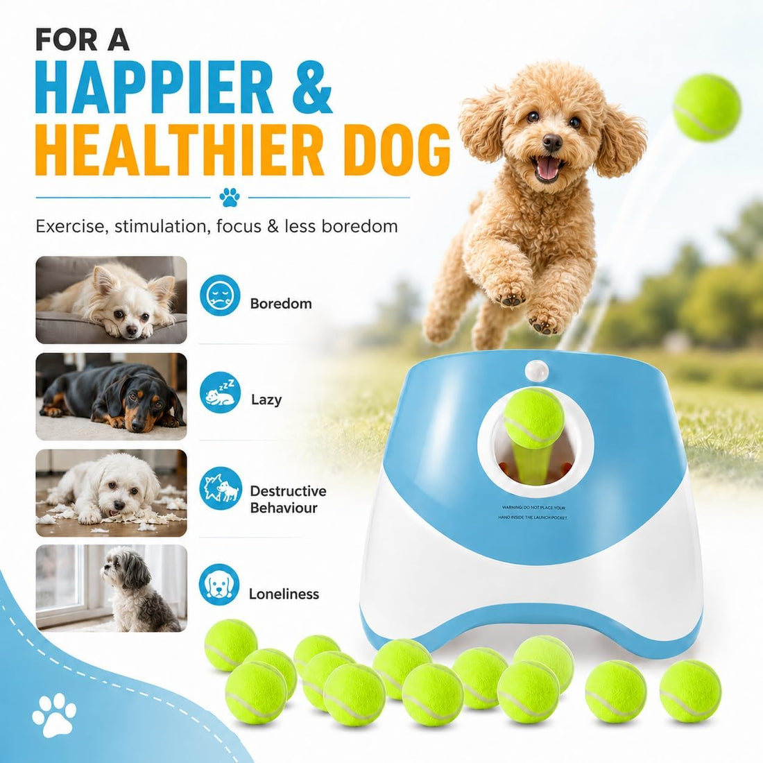 Automatic Dog Ball Launcher with 3 Adjustable shoot distance
