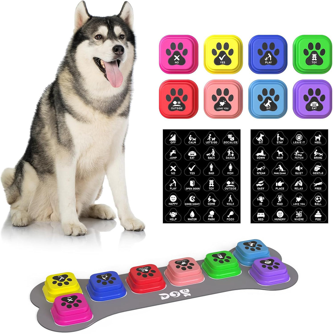 Dog Buttons for Communication,8 Pack Square Dog Talking Buttons