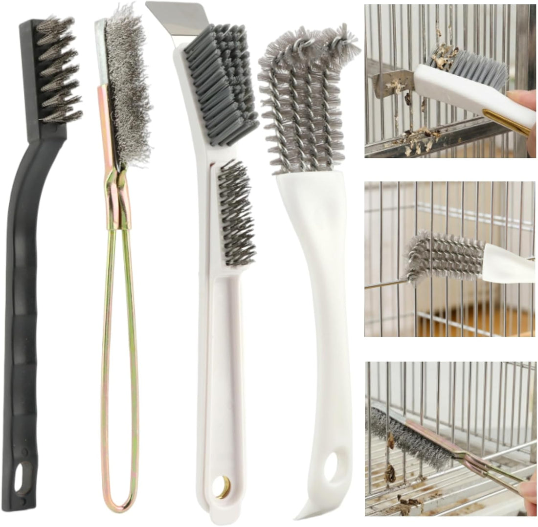 Bird Cage Cleaning Brush Kit 4 Pcs, Bird Poop Remover Tools