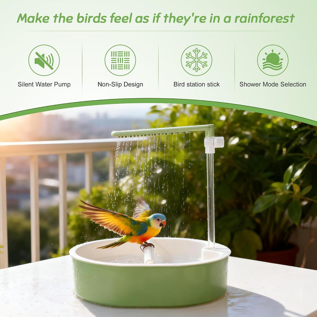Automatic Parakeet Bird Bath, Fountain Birdbath with USB, 1 Set