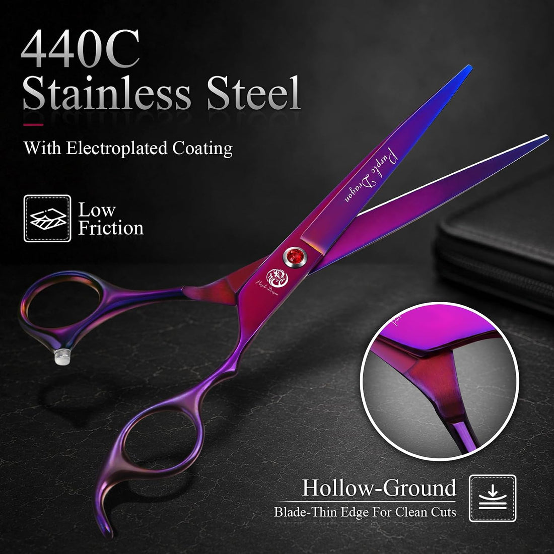 Purple Dragon Dog Grooming Scissors Set