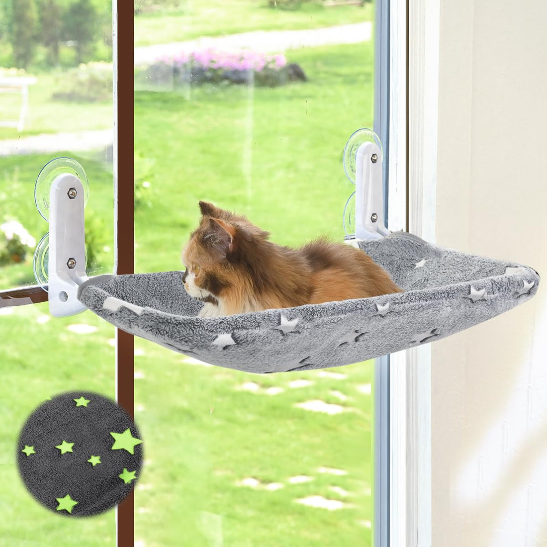 Zoratoo Cat Window Perch, Glow in The Dark Cordless Foldable Pet