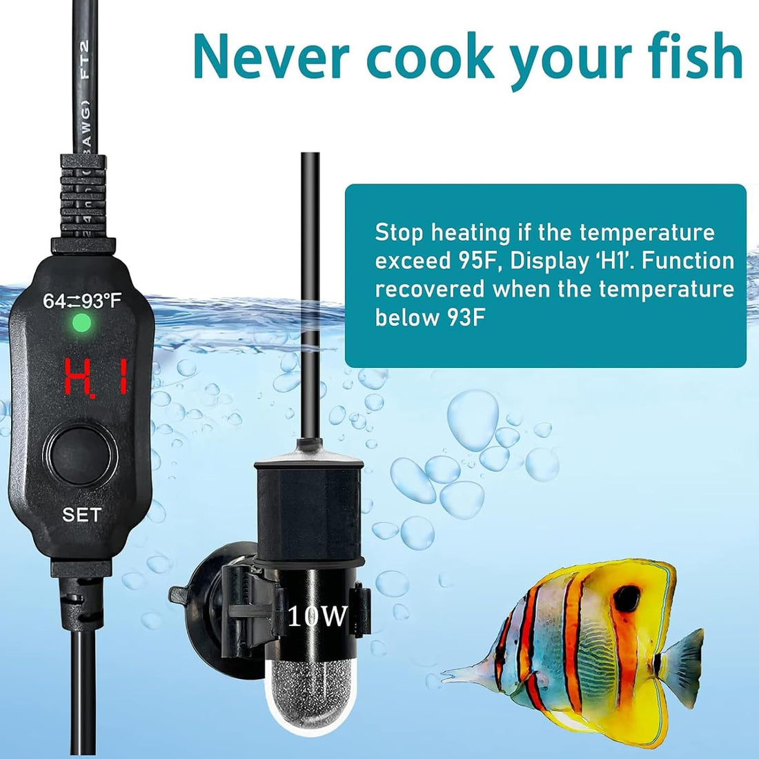 USB 10W Mini Submersible Aquarium Heater Adjustable Fish Tank Heater