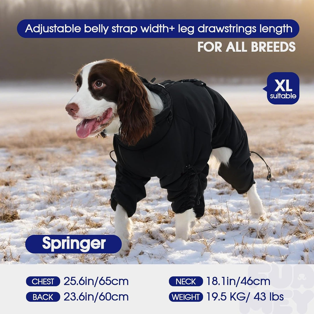FUAMEY Full Body Dog Coat,Warm Dog Fleece Jackets with Harness Built