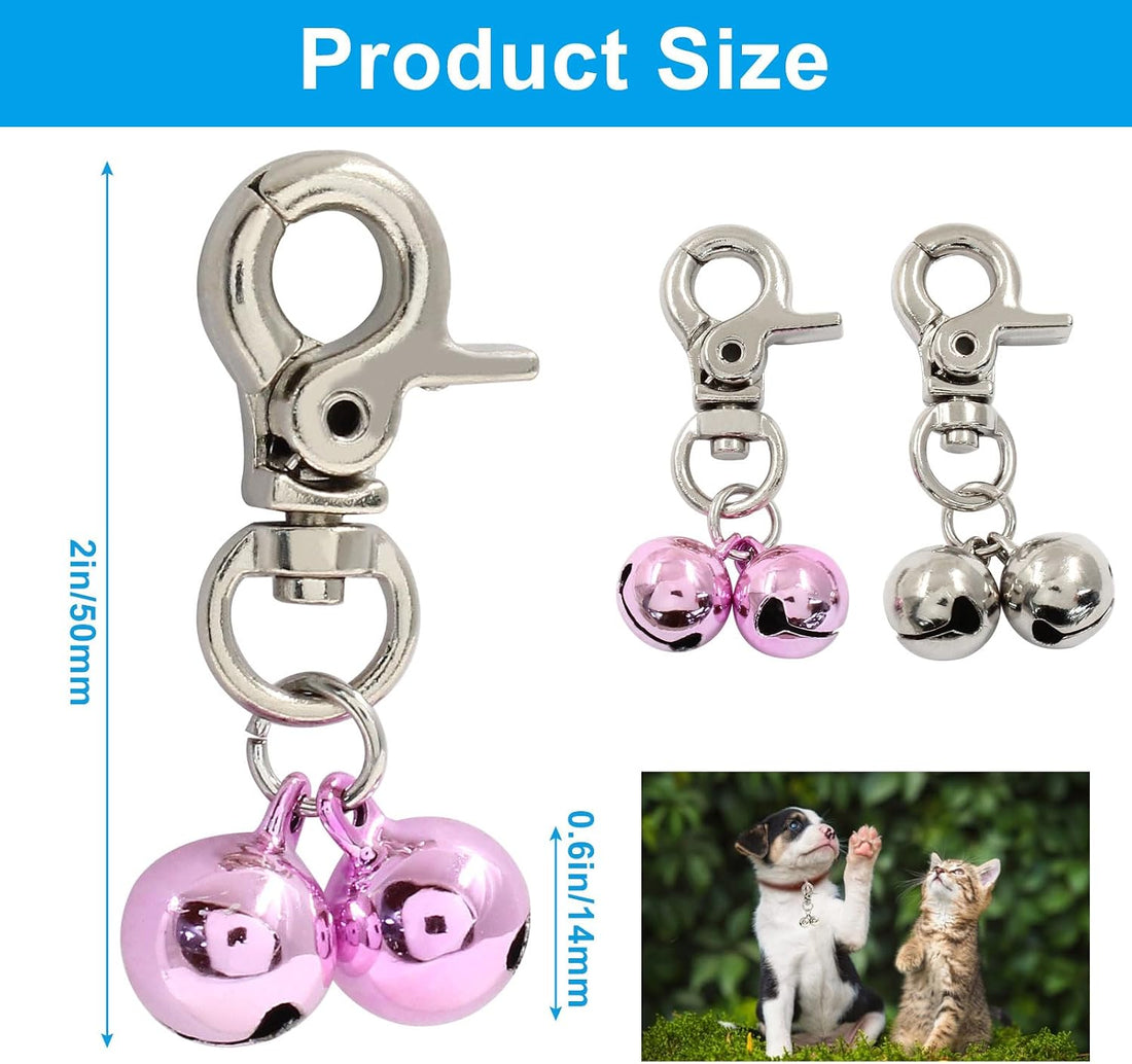 Waziaqoc Bells for Cat Collars, Silver & Pink, 2 PCS