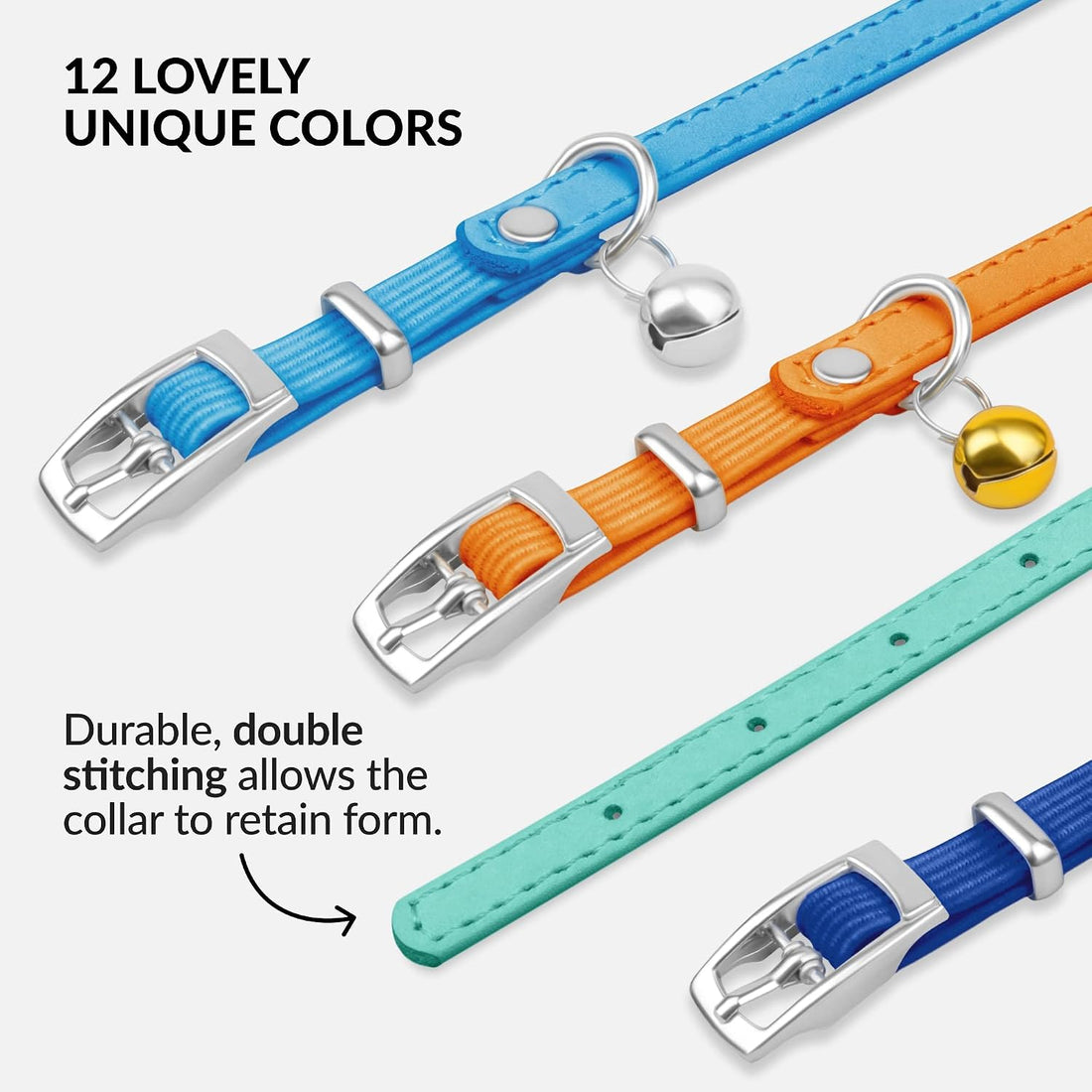 Soft Leather Cat Collar with Safety Elastic Strap