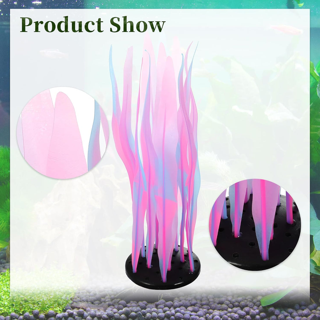 Aquarium Glowing Kelp Plant, Soft Silicone Glowing Decorations Pink