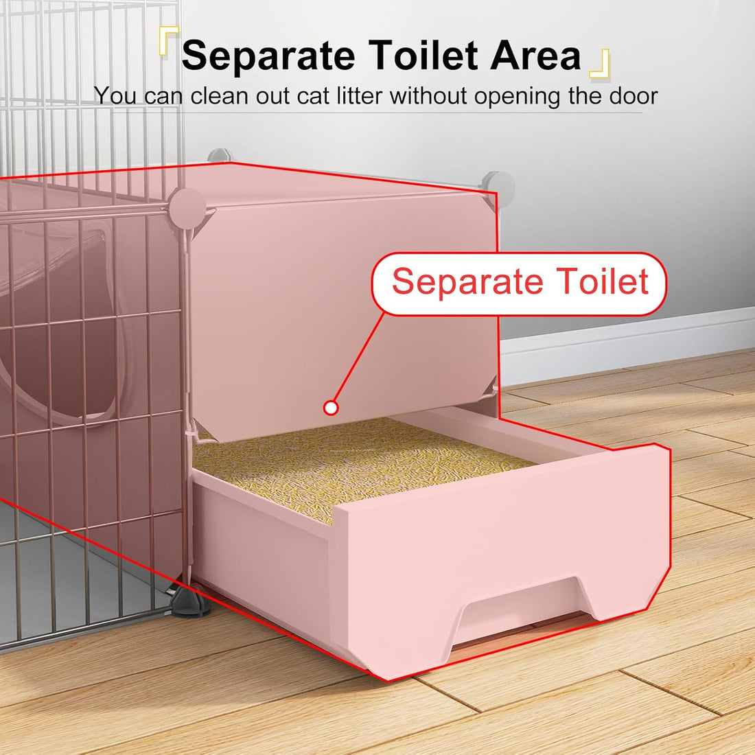 Oneluck Cat Cage with Litter Box,4-Tier DIY Enclosures Large Playpen