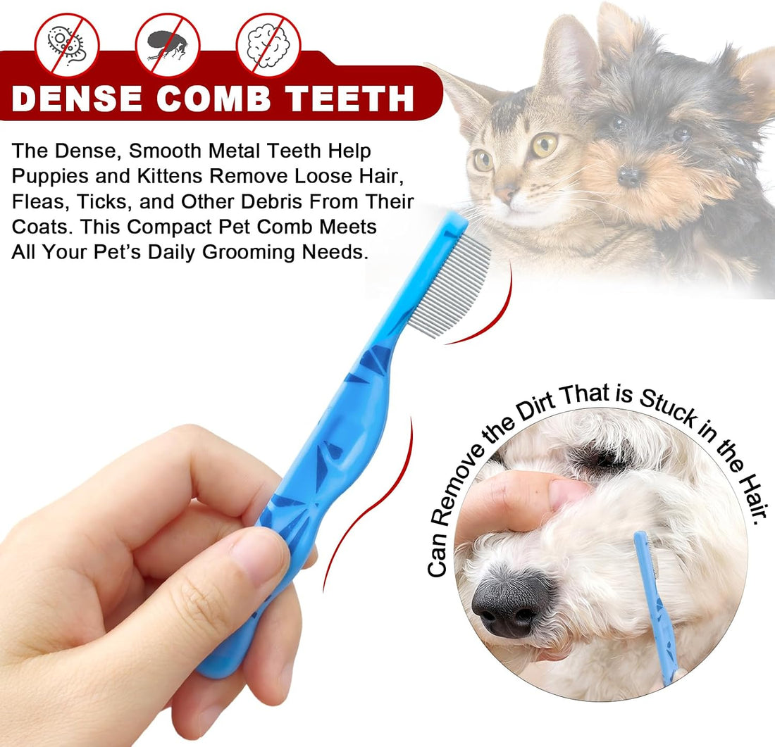 Histotree Blue Curved Small Dog Comb for Grooming Eyes Face Fine