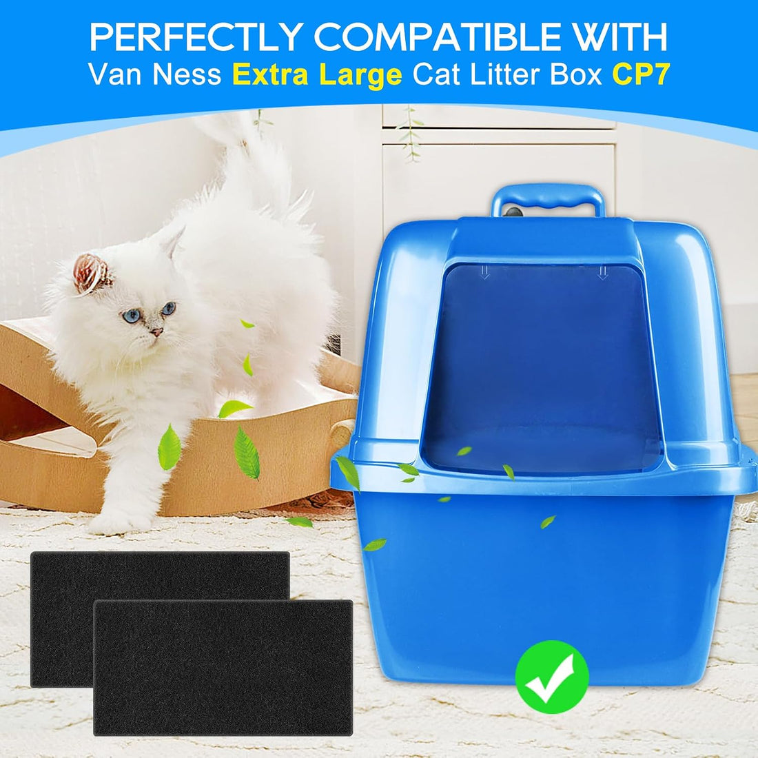 8PCS Cat Litter Box Filter Compatible with Van Ness CP7 Extra Large