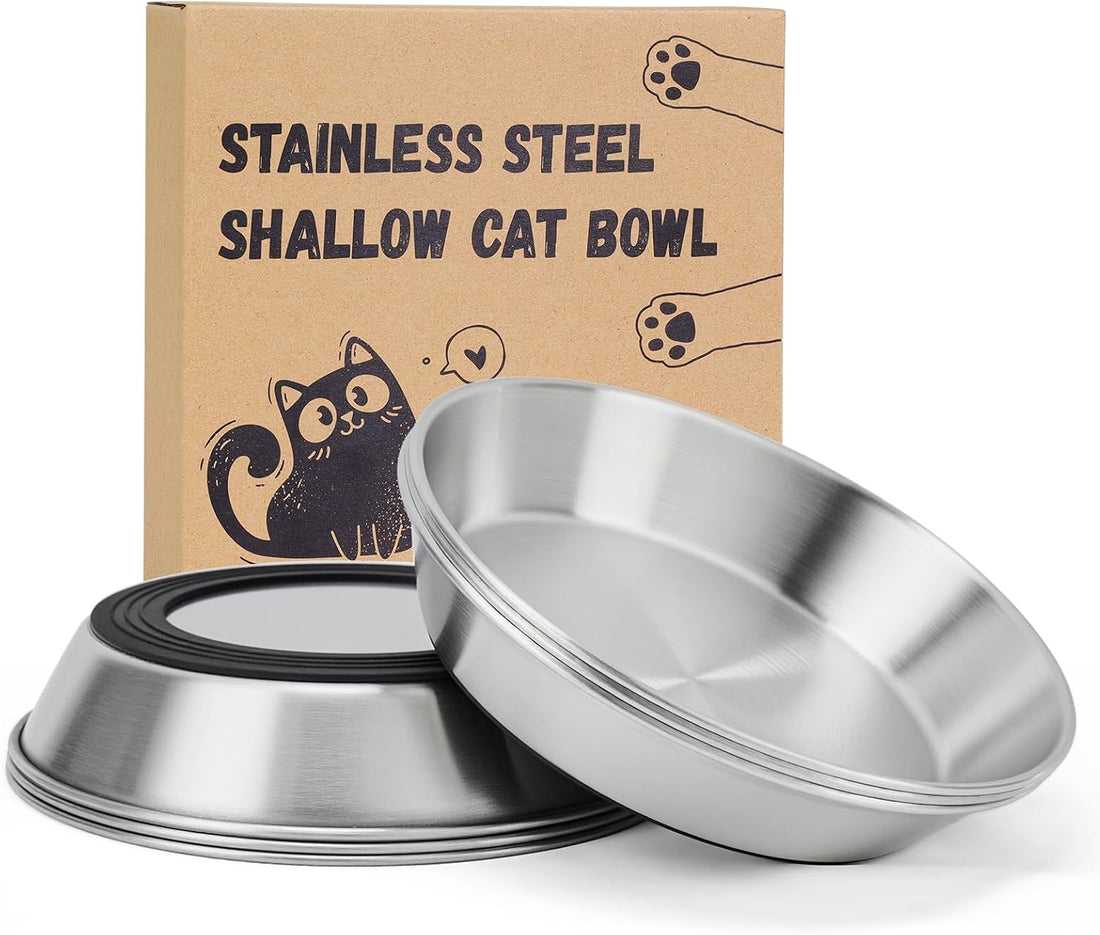 4-Pack 304 Stainless Steel Cat Food Bowls, Non-Slip Basic Dishes