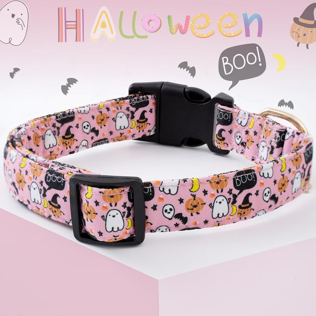 Faygarsle Pink Halloween Dog Collar for Small Medium Large Dogs M