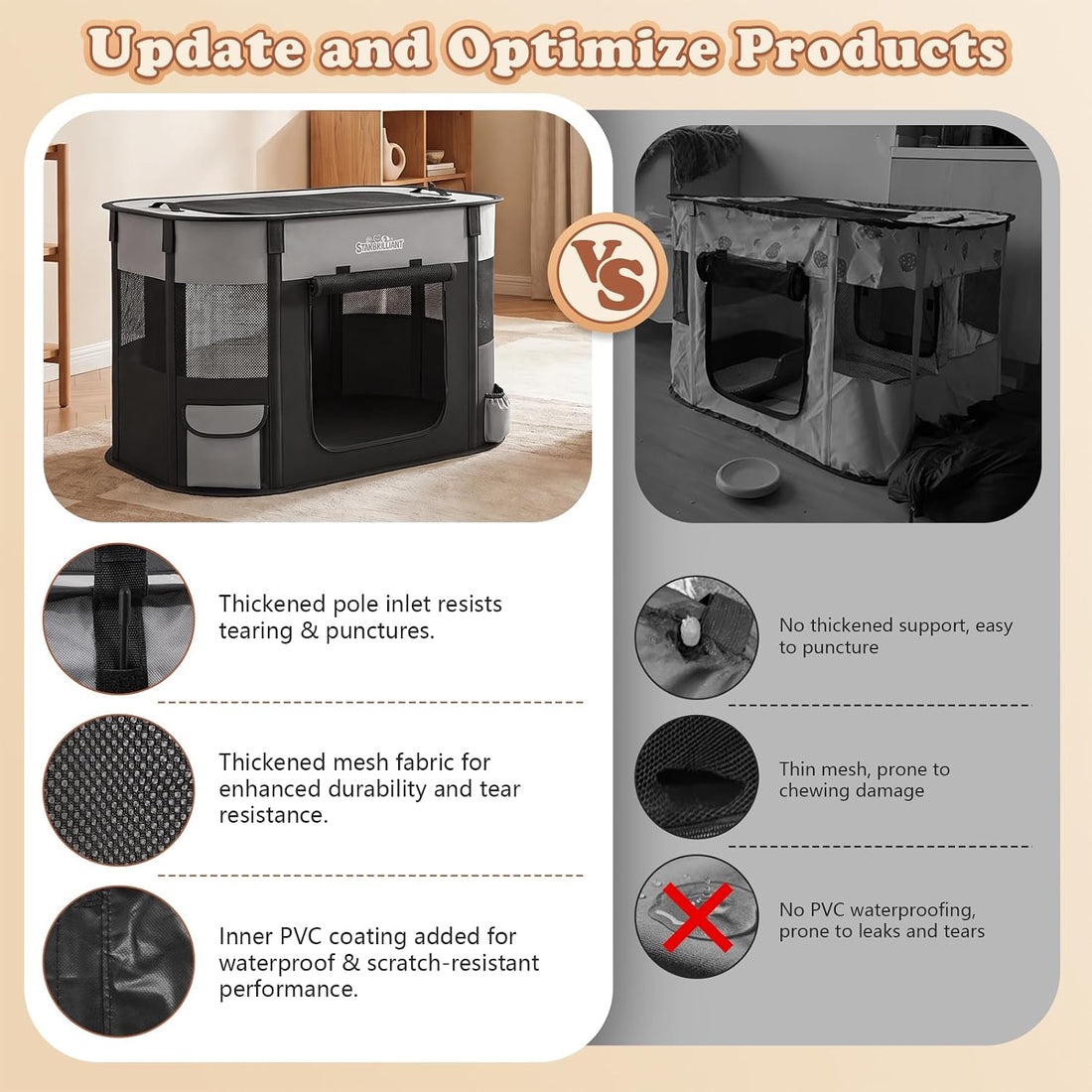 Portable Dog Cat Playpen, Foldable Dog Crate Kennel Tent for Puppy