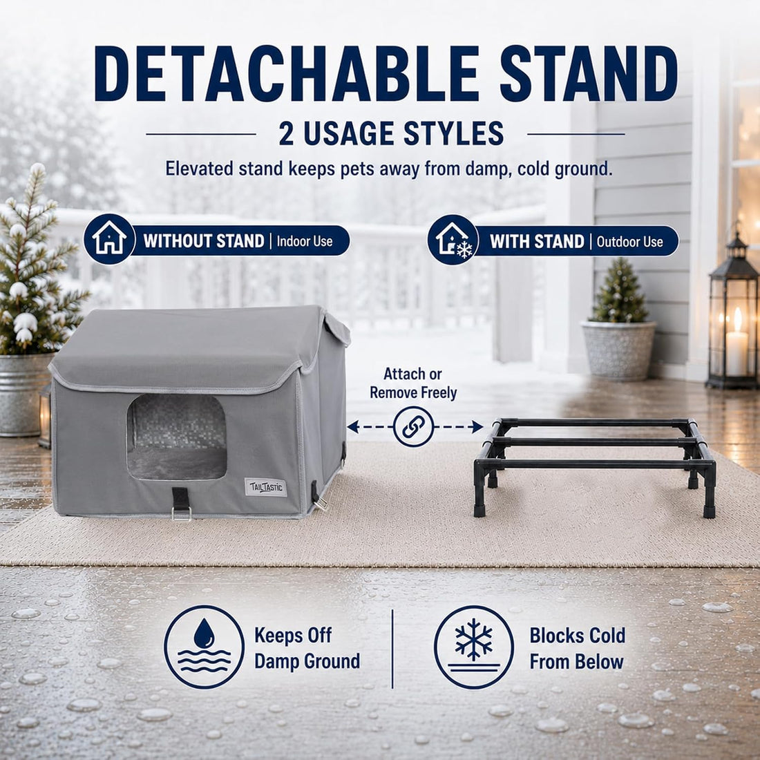 Tailtastic Heated Outdoor Cat House 1-Piece No-Assembly Elevated