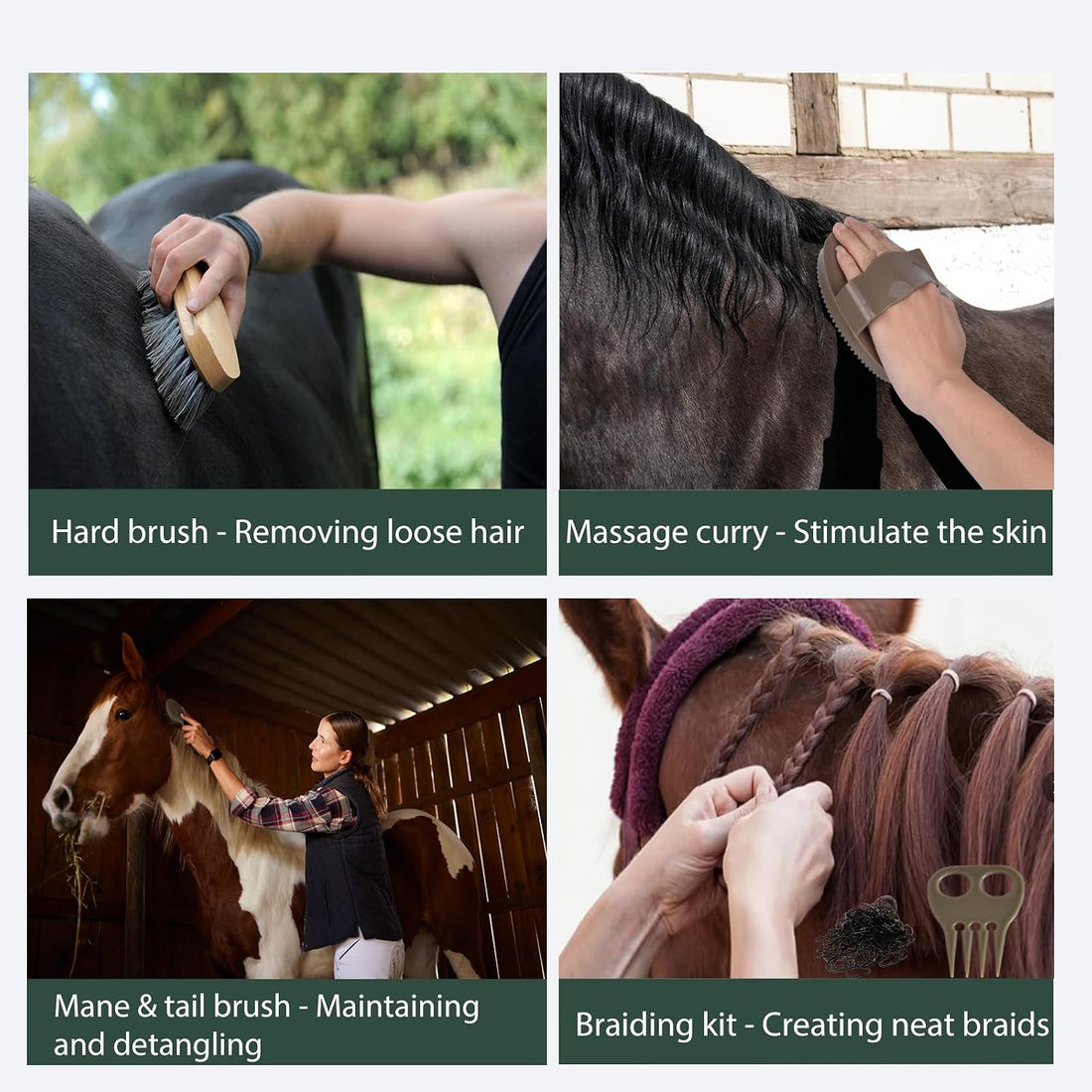 Horse Grooming Kit 13 Piece, Horse Brushes for Grooming Supplies Set