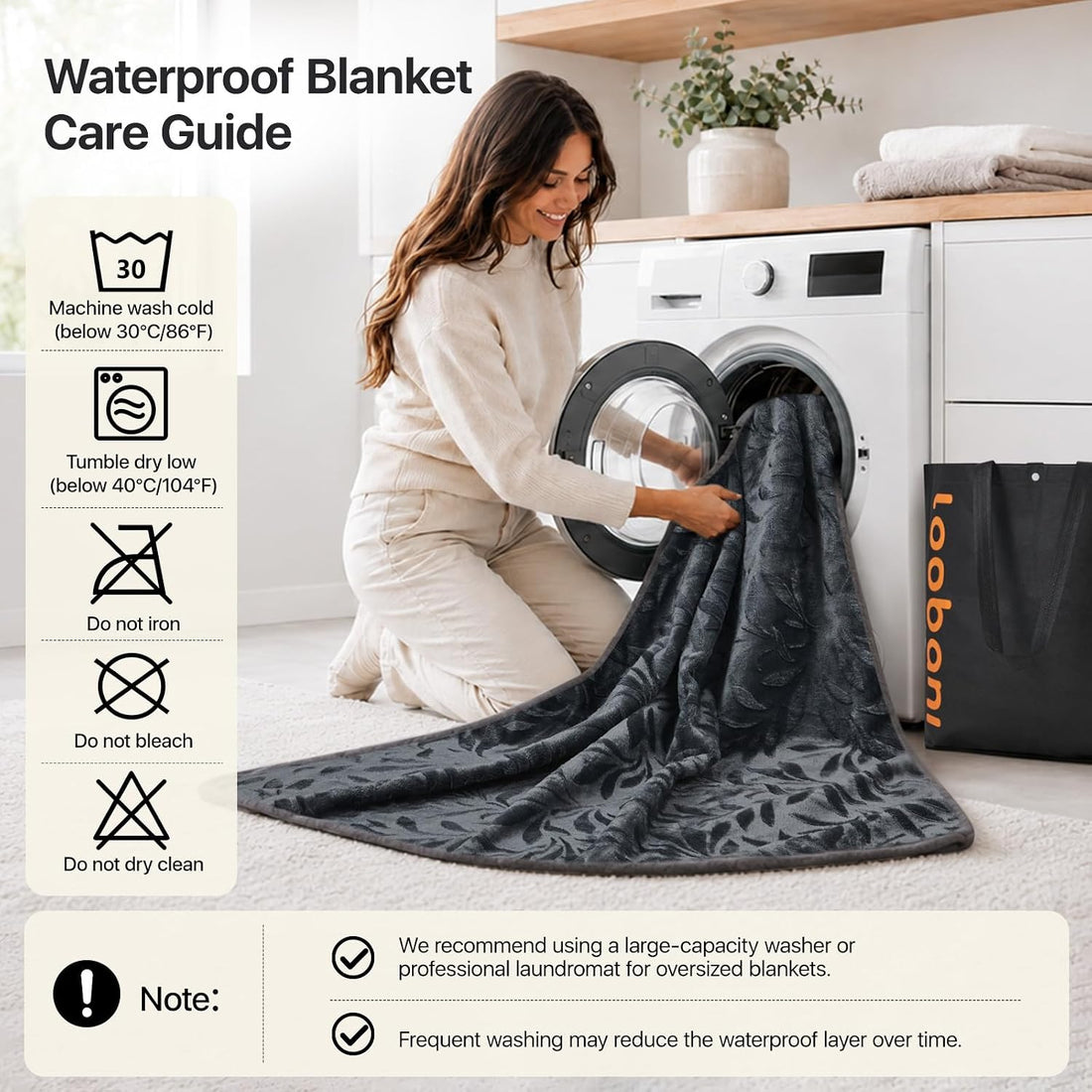 LOOBANI Waterproof Pet Blanket for Couch, Soft Flannel Couch Cover