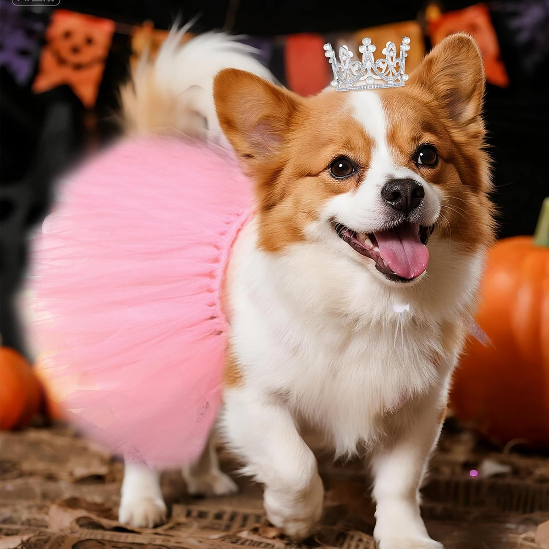 2 Pcs Dog Tutu Dress with Pearl Crown for Small Medium Pet Cat Dog