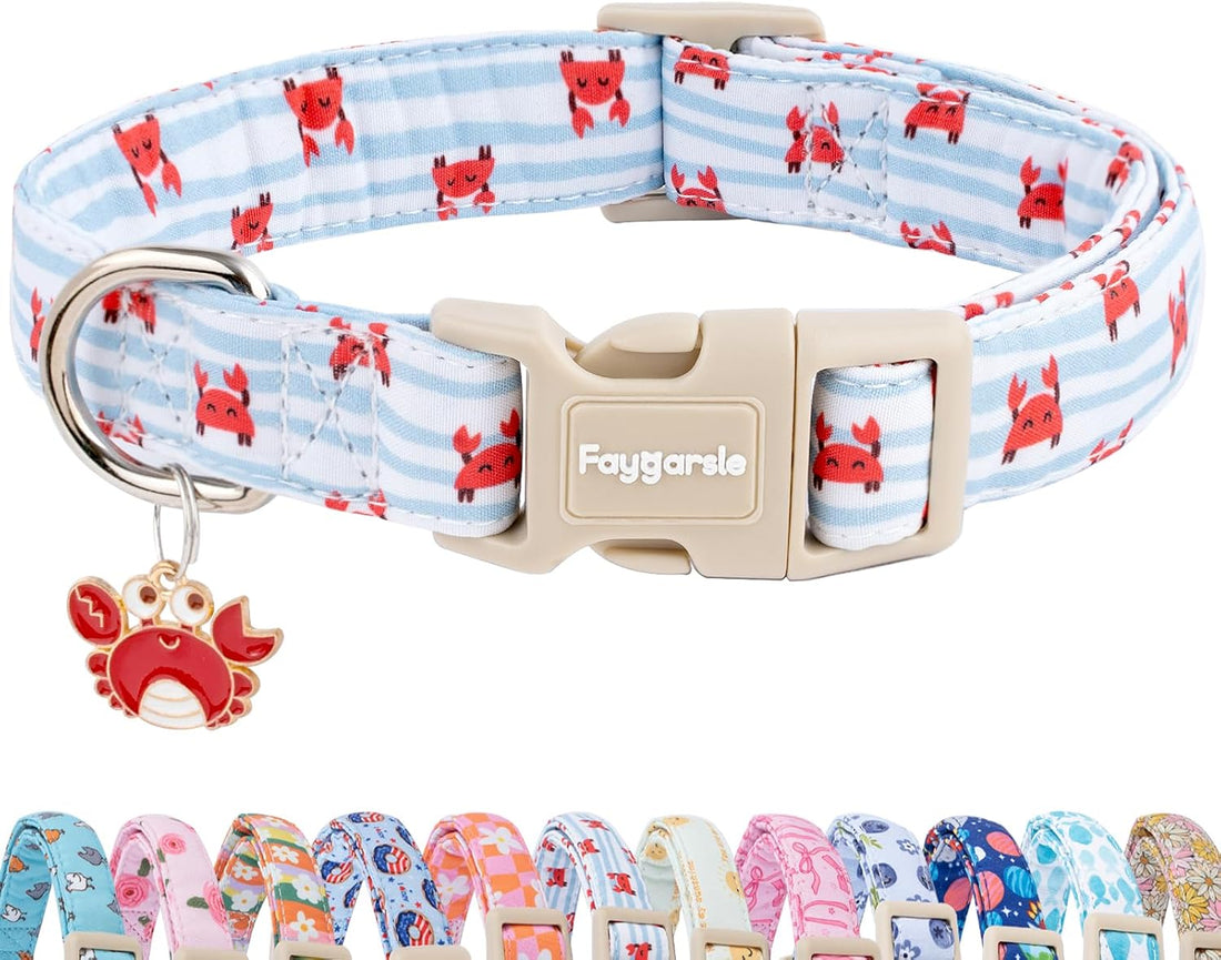 Faygarsle Cute Pink Fall Dog Collar Pumpkin and Leaves Pattern