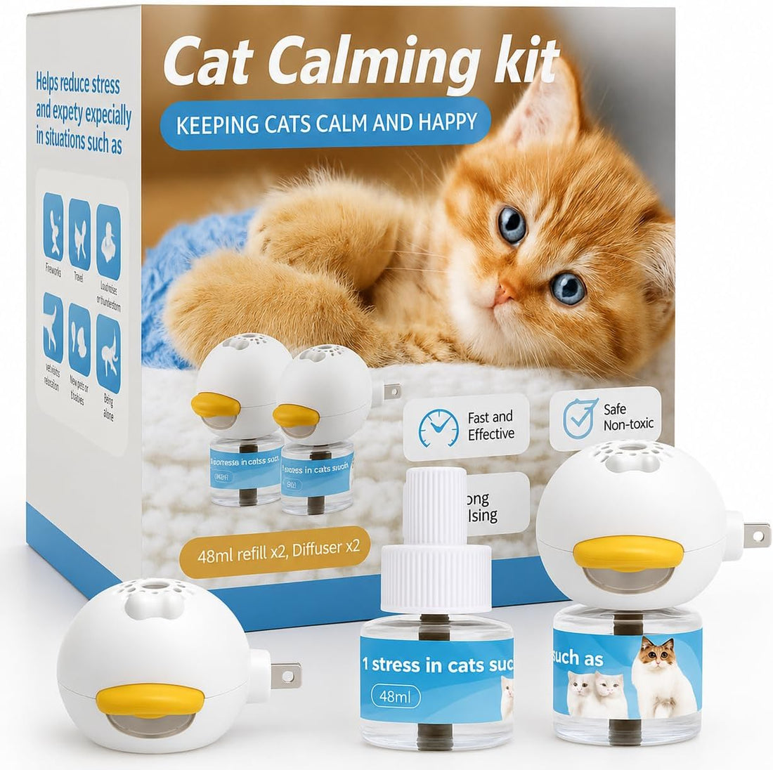 Cat Calming Diffuser 2 Pack Multi Cat Pheromones Diffuser Helps Calm