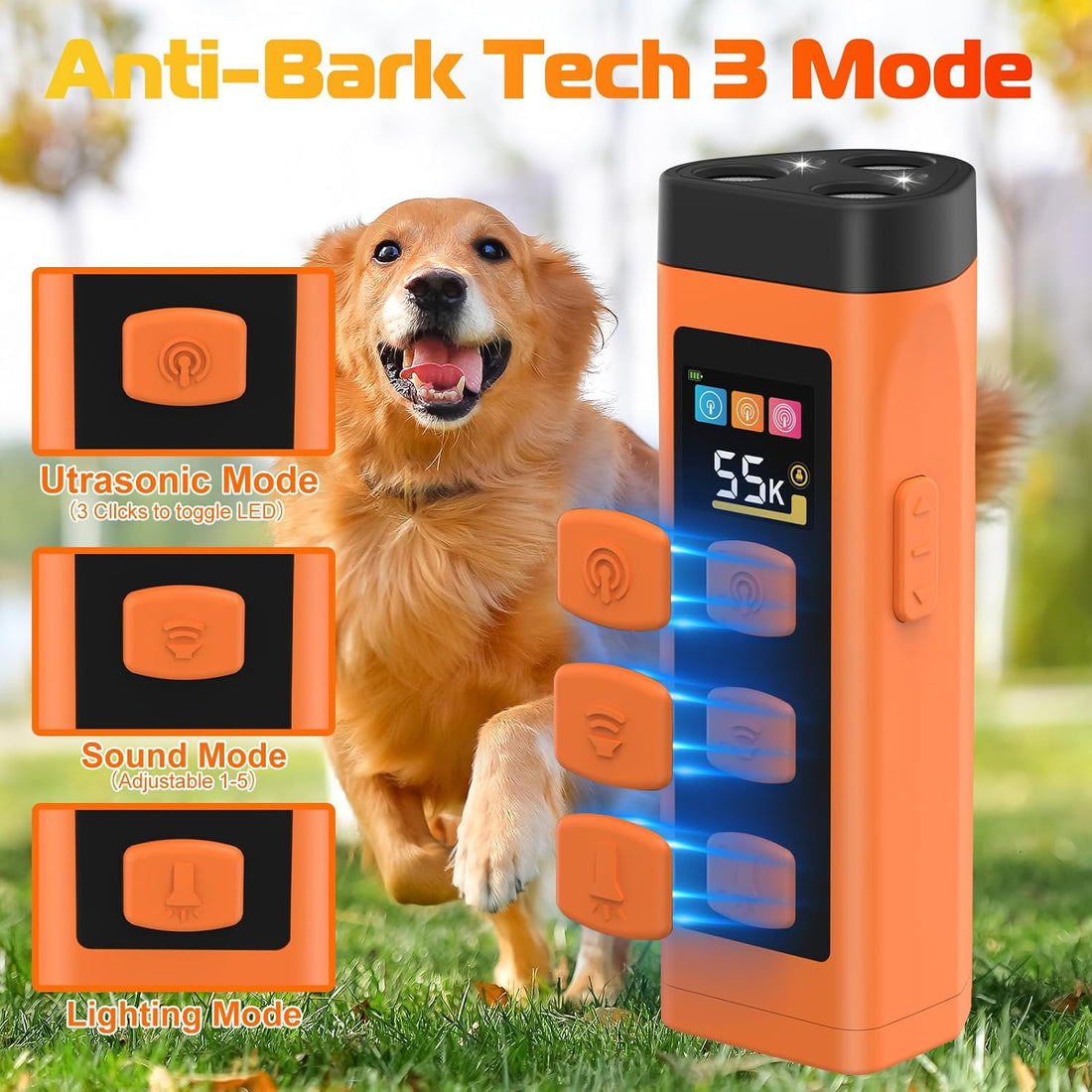 Dog Bark Deterrent Device, 3X Ultrasonic Dog Trainer
