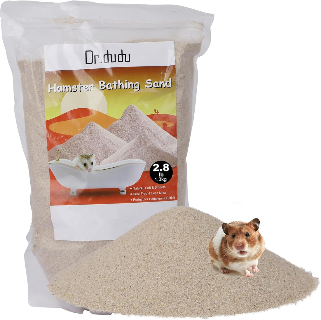 DR.DUDU 2.8lb Hamster Sand for Sand Bath, Hamster Cage Accessories
