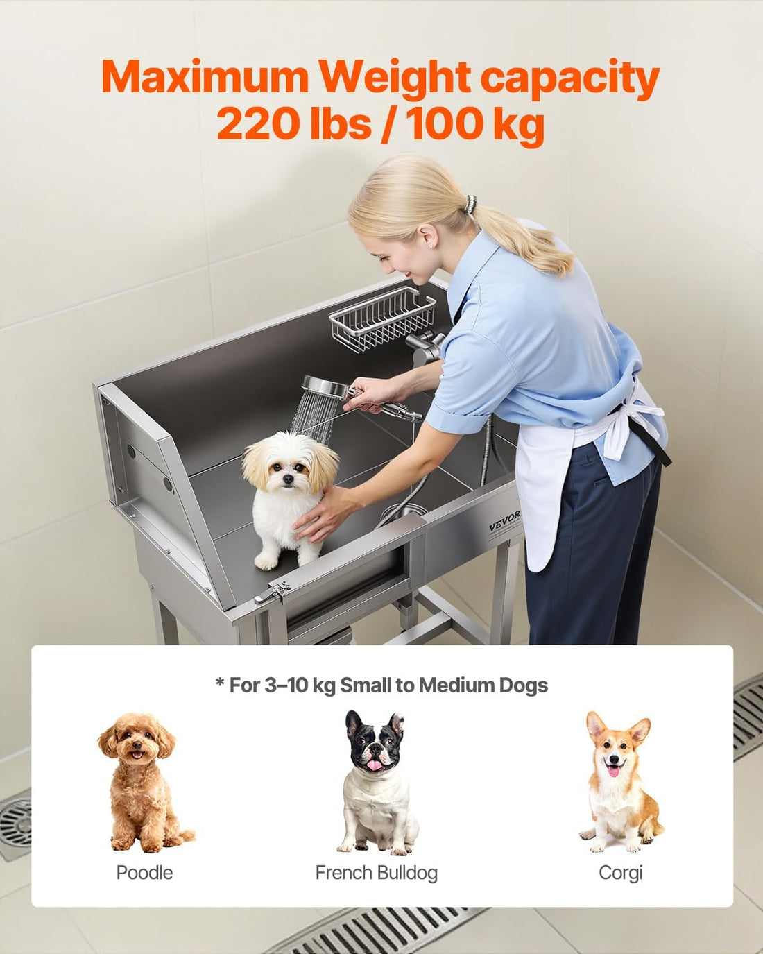 VEVOR 34" Dog Washing Station Professional Stainless Steel Pet