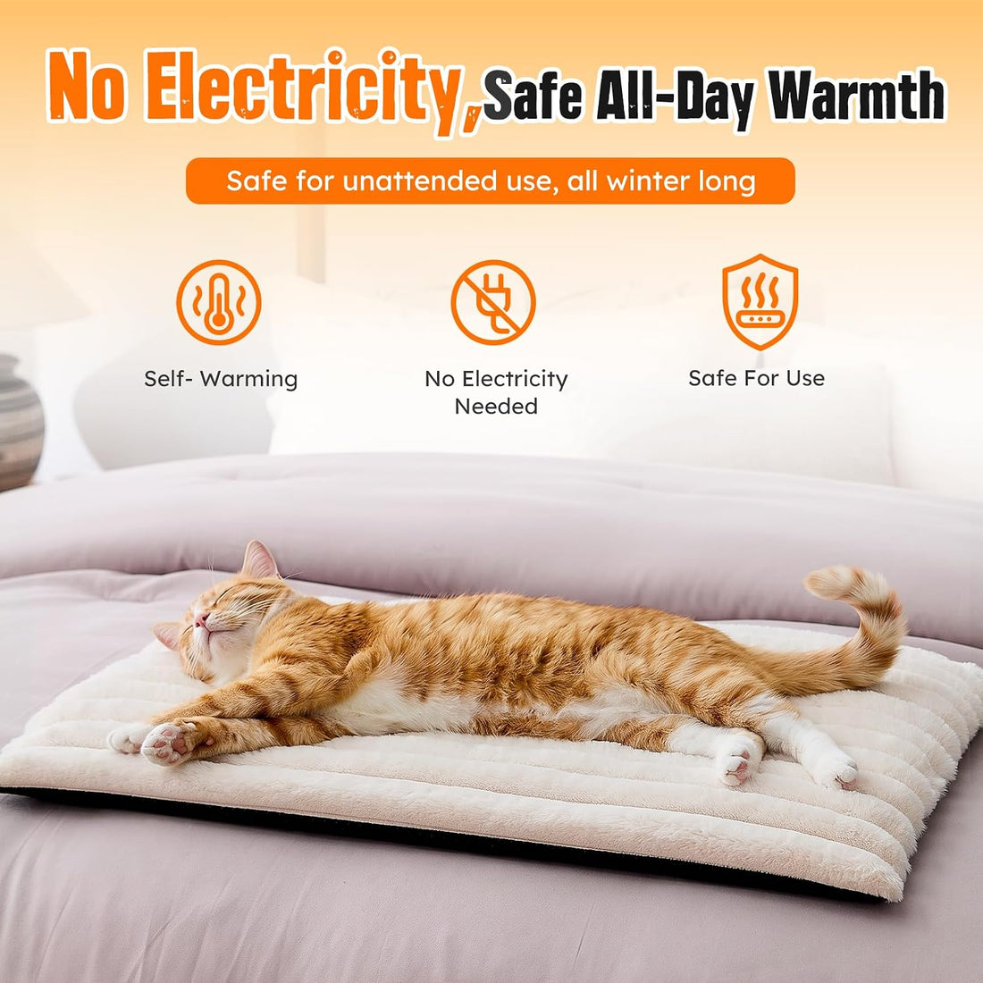 ZOMISIA Self Warming Cat Bed Mat, Thermal Heating Pad for Crate