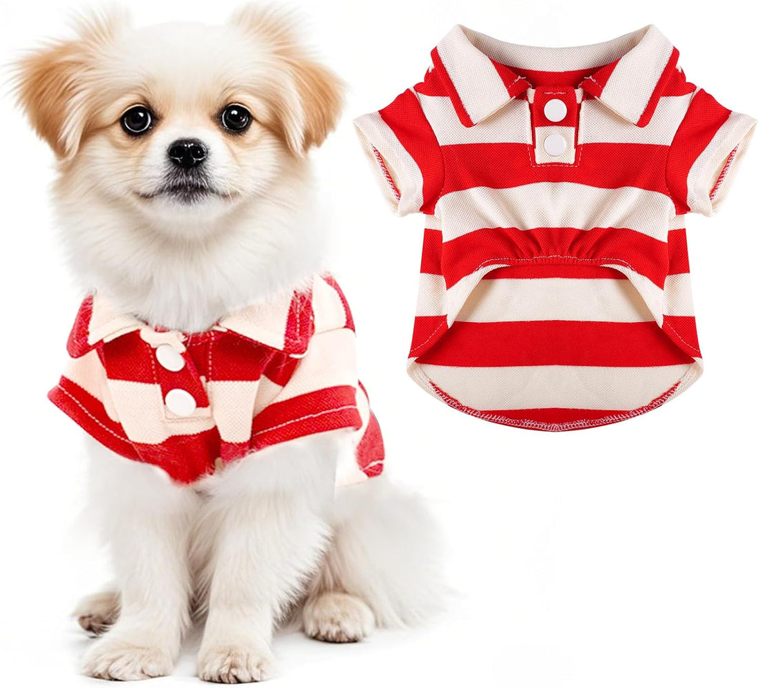 Pistha Dog Shirt Polo Shirt Striped Puppy Clothes for Boy Girl Pets