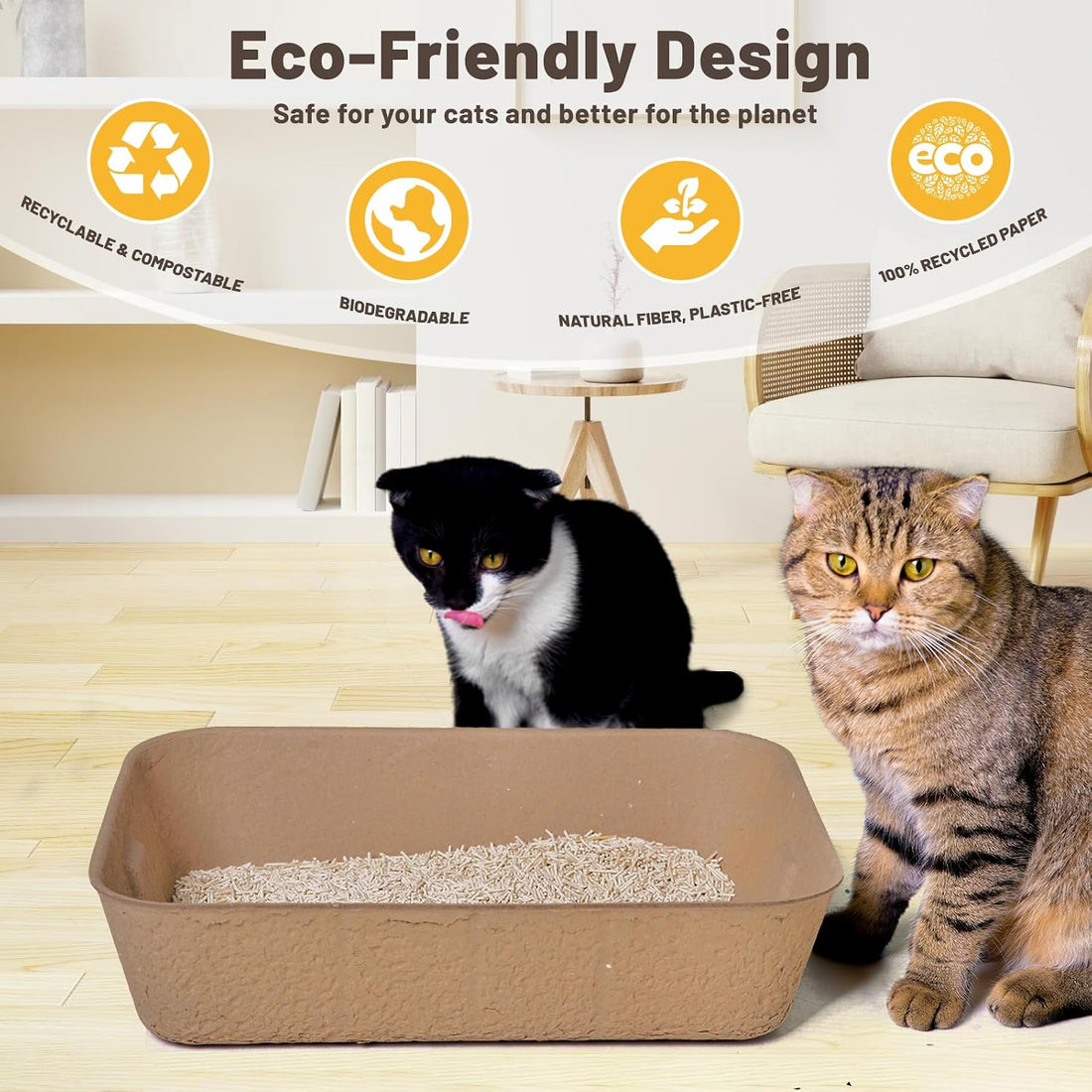 KAKKUE 4 Pack Disposable Cat Litter Boxes