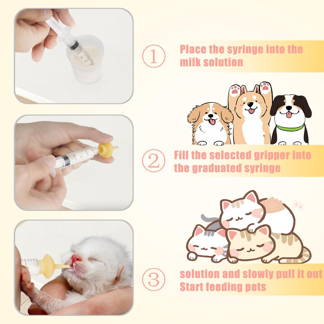Xuanda Pet Feeding Bottle and Syringes with Nipples for Small Cat Dog