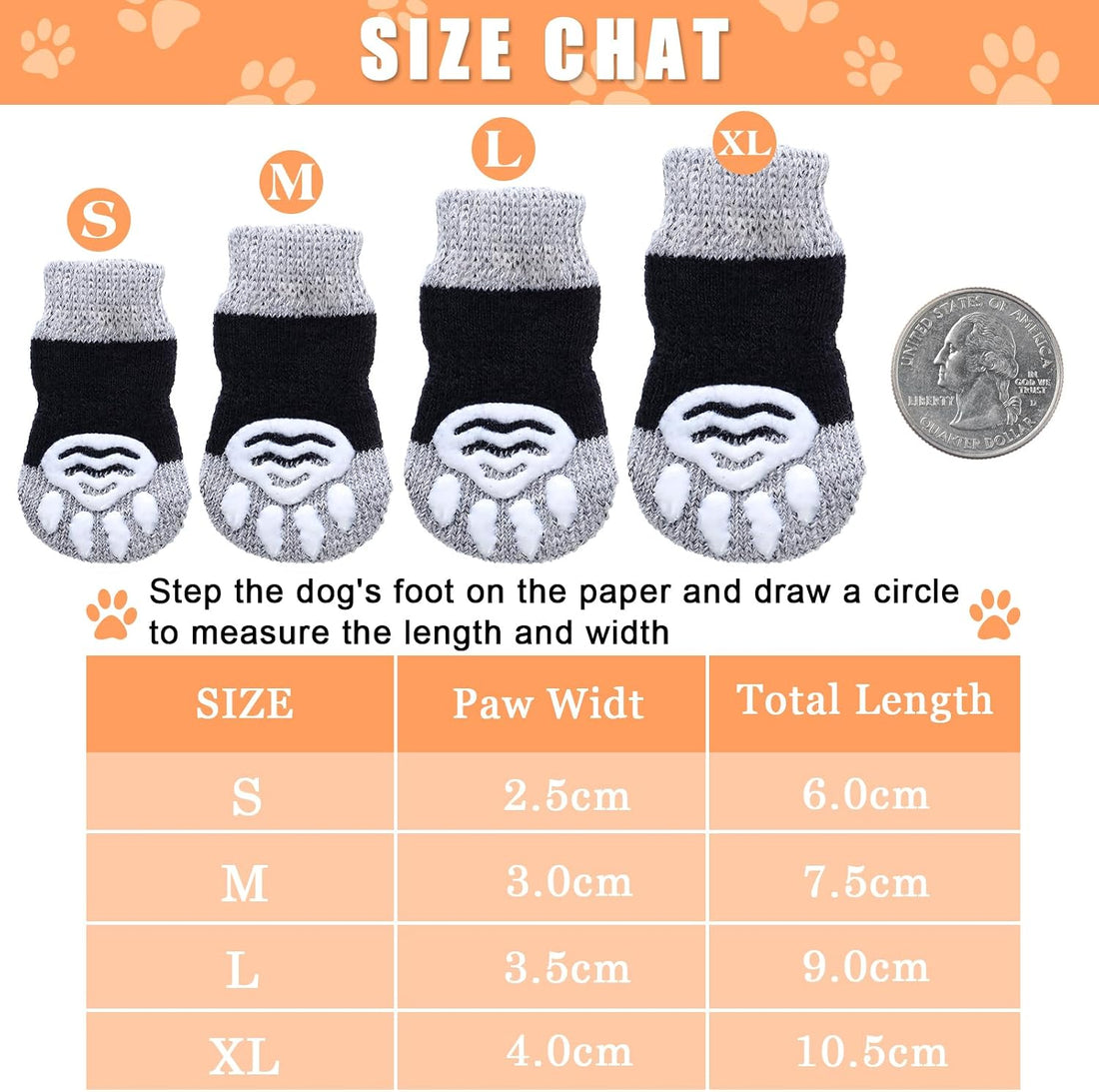 Frienda 8 Pcs Anti-Slip Dog Socks for Small Dogs and Cats
